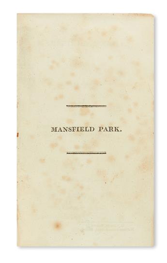 AUSTEN, JANE. Mansfield Park: A Novel. In Three Volumes.